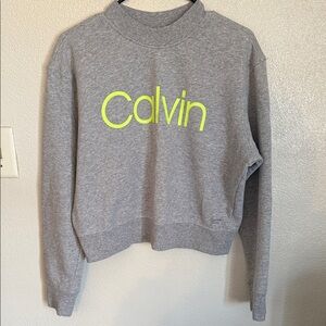 Calvin Klein Gray Sweatshirt with Neon Accent